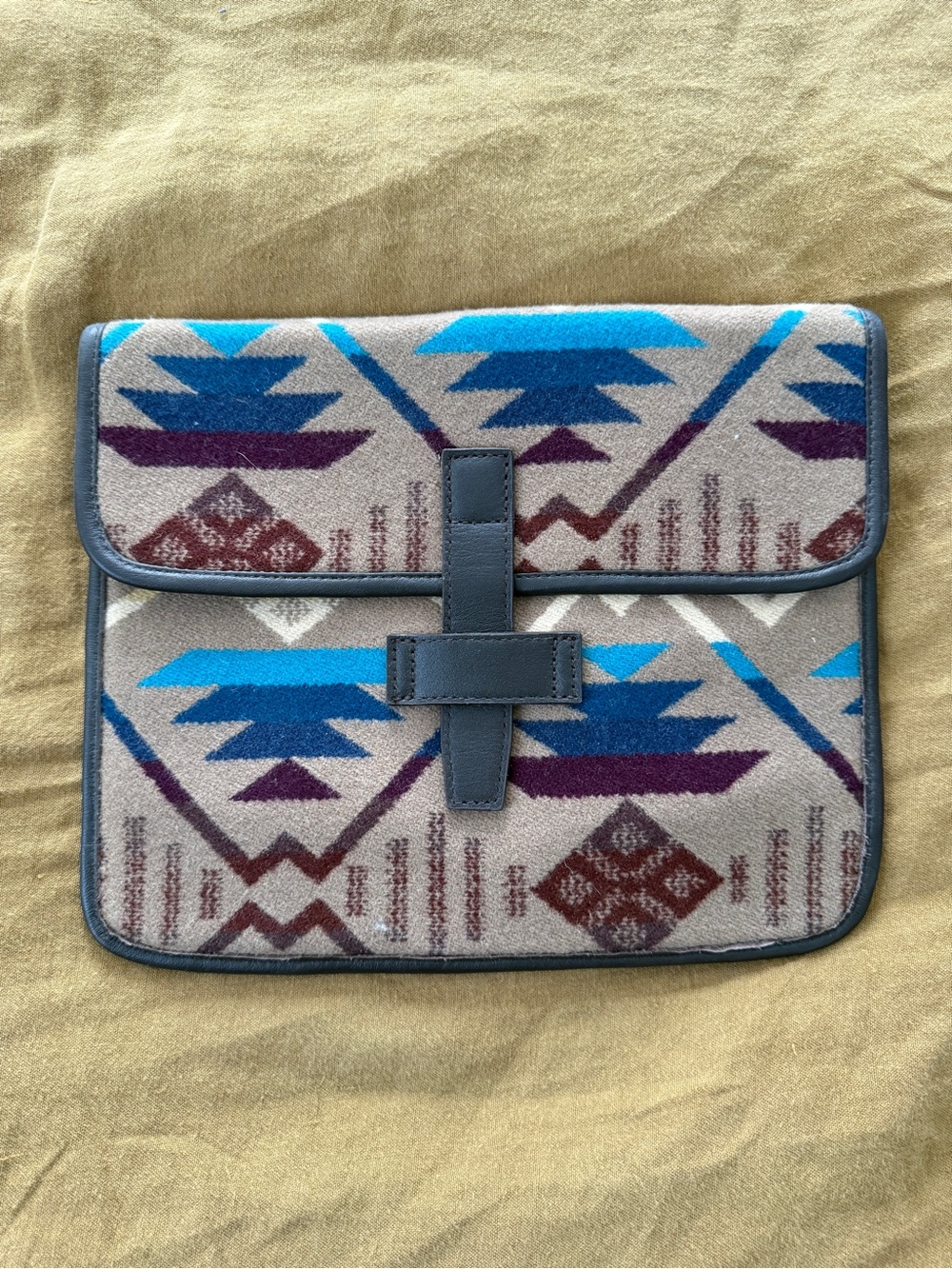 Pendleton wool and leather tablet cover/clutch
